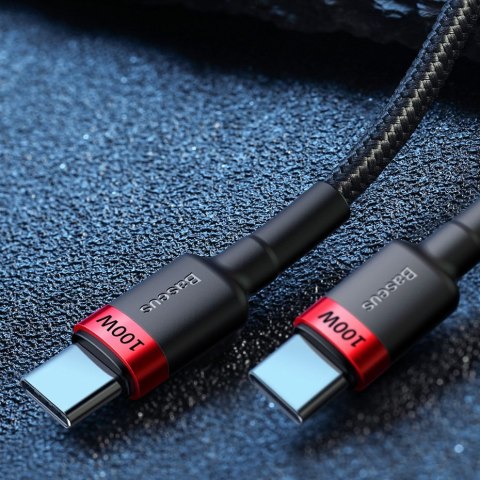 Cafule nylonowy kabel przewód USB-C Power Delivery 2.0 100W 20V 5A 2m szary BASEUS