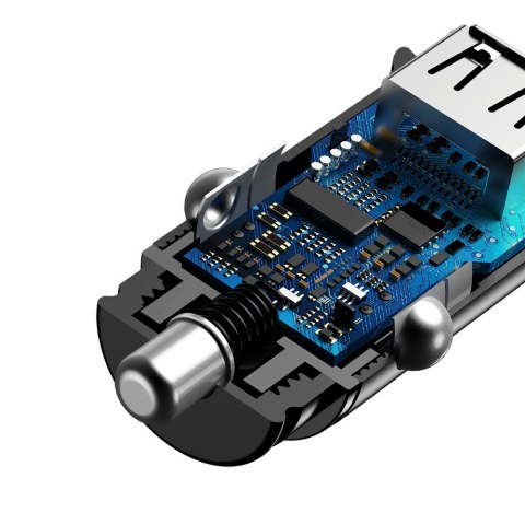 Inteligentna ładowarka samochodowa Square 2x USB QC3.0 Quick Charge 3.0 SCP AFC 30W czarny BASEUS