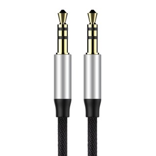 Kabel przewód audio stereo Yiven M30 AUX 3.5mm Mini Jack 1.5m - srebrno-czarny BASEUS