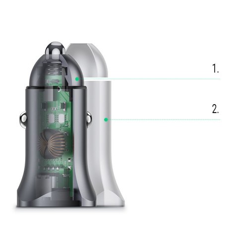 Ładowarka samochodowa USB-C USB 24W Power Delivery Quick Charge szary UGREEN