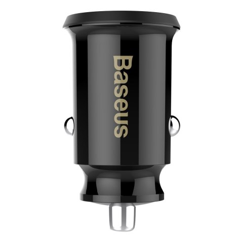 Mini ładowarka samochodowa do telefonu 2x USB Grain Car Charger czarny BASEUS