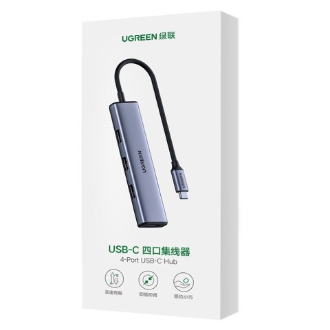 Rozdzielacz rozgałęźnik HUB USB-C na 4x USB 3.2 srebrny UGREEN