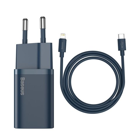 Super Si 1C szybka ładowarka USB-C 20W PD + kabel do iPhone Lightning 1m niebieski BASEUS