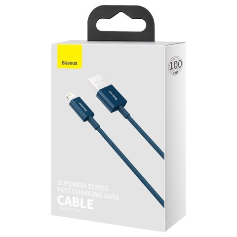 Superior kabel przewód do Iphone USB - Lightning 2.4A 1m niebieski BASEUS