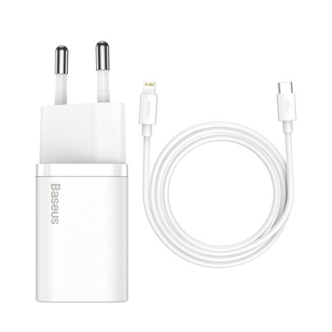 Szybka ładowarka do Iphone Super Si 1C 20W Power Delivery + kabel USB-C - Lightning 1m biały BASEUS