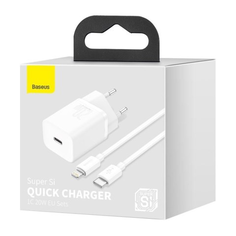 Szybka ładowarka do Iphone Super Si 1C 20W Power Delivery + kabel USB-C - Lightning 1m biały BASEUS