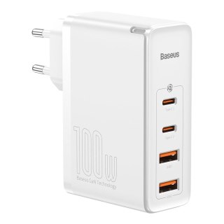 Szybka ładowarka sieciowa GaN2 Pro USB USB-C QC PD 100W biały BASEUS