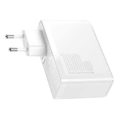 Szybka ładowarka sieciowa GaN2 Pro USB USB-C QC PD 100W biały BASEUS