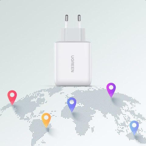 Szybka ładowarka sieciowa USB-C + USB 36 W Quick Charge 4.0 Power Delivery biały UGREEN