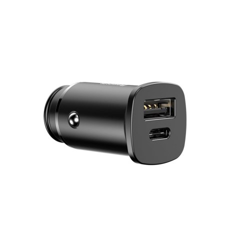 Inteligentna ładowarka samochodowa z 2 portami USB i USB-C QC PD czarny BASEUS