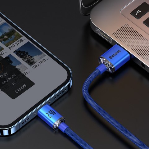 Kabel przewód USB - Lightning do szybkiego ładowania i transferu danych 1.2m niebieski BASEUS