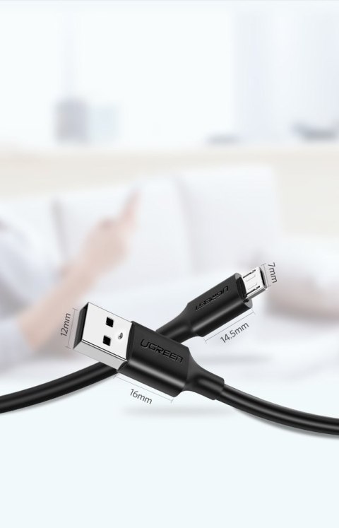 Kabel przewód USB - micro USB 2A 1m czarny UGREEN