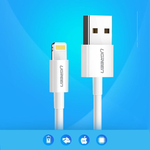 Kabel przewód do iPhone USB - Lightning MFI 2m 2.4A biały UGREEN