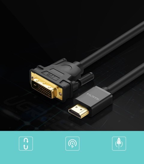 Kabel przewód przejściówka HDMI - DVI 4K 60Hz 30AWG 1m czarny UGREEN