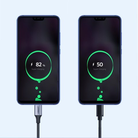 Kabel przewód w oplocie USB - USB-C Quick Charge 3.0 3A 0.5m szary UGREEN