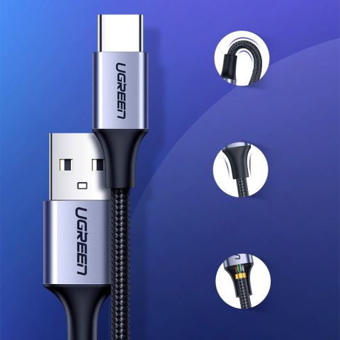 Kabel przewód w oplocie USB - USB-C Quick Charge 3.0 3A 0.5m szary UGREEN