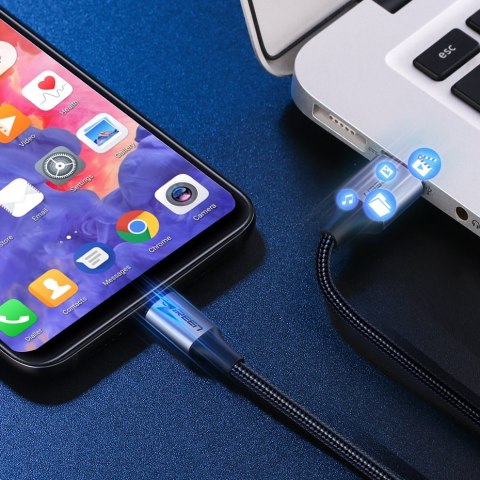 Kabel przewód w oplocie USB - USB-C Quick Charge 3.0 3A 0.5m szary UGREEN