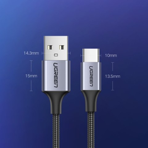 Kabel przewód w oplocie USB - USB-C Quick Charge 3.0 3A 0.5m szary UGREEN