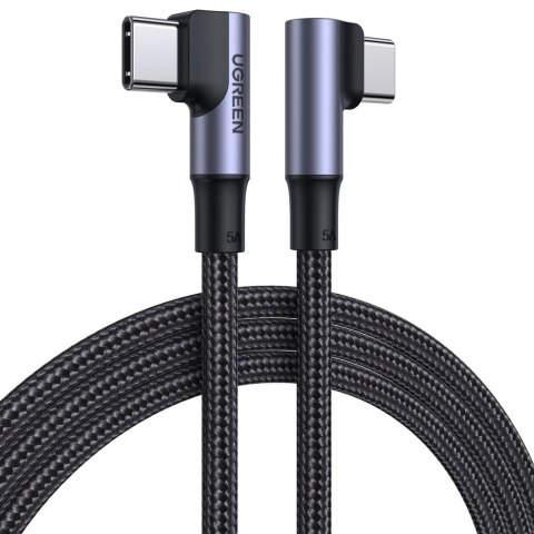 Kątowy kabel przewód w oplocie USB-C Quick Charge PD 100W 1m czarny UGREEN