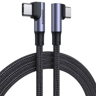 Kątowy kabel przewód w oplocie USB-C Quick Charge PD 100W 2m czarny UGREEN