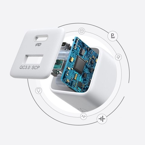 Ładowarka sieciowa wtyczka EU USB USB-C 30W PD QC AFC FCP biała JOYROOM