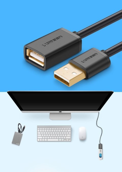 Przedłużacz do kabla przewodu USB 1m czarny UGREEN