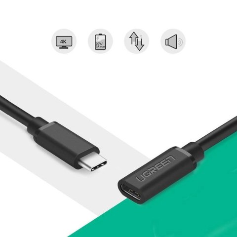 Przedłużacz do kabla przewodu USB-C 3.1 0.5m czarny UGREEN