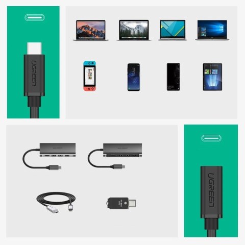 Przedłużacz do kabla przewodu USB-C 3.1 0.5m czarny UGREEN