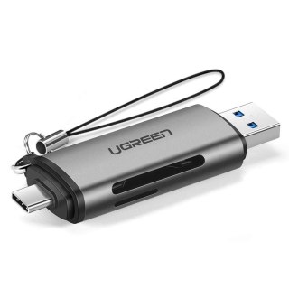 Uniwersalny czytnik kart SD micro SD na USB 3.0 i USB-C 3.0 szary UGREEN