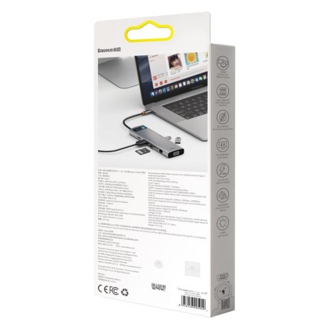 Wielofunkcyjny HUB replikator portów USB-C Metal Gleam 11w1 szary BASEUS