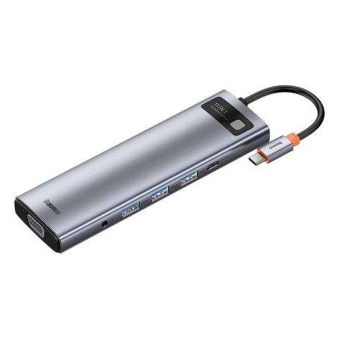 Wielofunkcyjny HUB replikator portów USB-C Metal Gleam 11w1 szary BASEUS