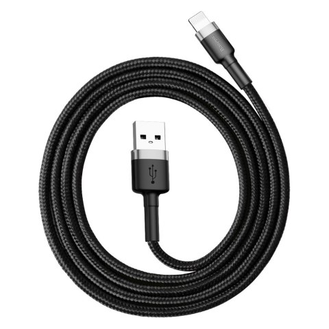 Wytrzymały kabel w oplocie do iPhone USB - Lightning QC3.0 2.4A 1m czarno-szary BASEUS