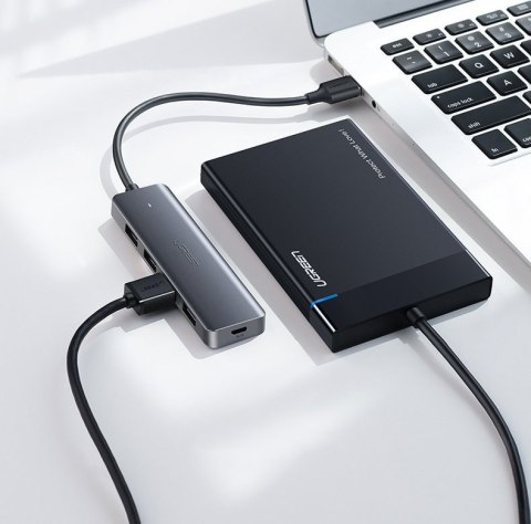 HUB Rozdzielacz USB-C - 4x USB 3.2 z portem zasilania USB-C szary UGREEN