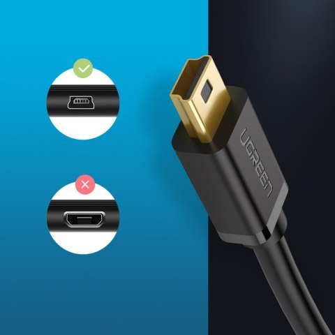 Kabel przewód USB - mini USB 480 Mbps 1.5m czarny UGREEN