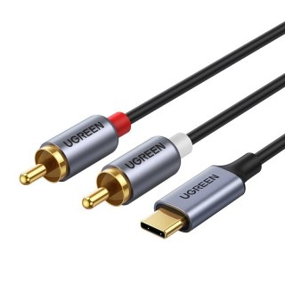 Kabel przewód audio dźwiękowy USB-C męski - 2RCA męski 1.5m szary UGREEN