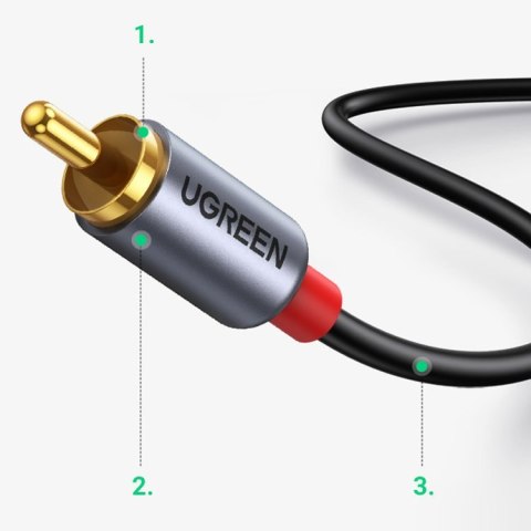 Kabel przewód audio dźwiękowy USB-C męski - 2RCA męski 1.5m szary UGREEN