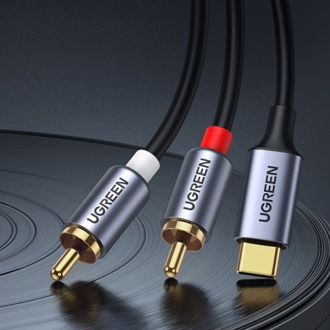 Kabel przewód audio dźwiękowy USB-C męski - 2RCA męski 1.5m szary UGREEN