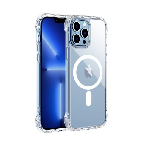 Magnetyczne etui do iPhone 13 Pro pancerny pokrowiec z haczykami podstawką przezroczysty JOYROOM