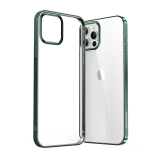 NBS ultra cienkie przezroczyste etui z metaliczną ramką do iPhone 12 Pro Max zielony JOYROOM