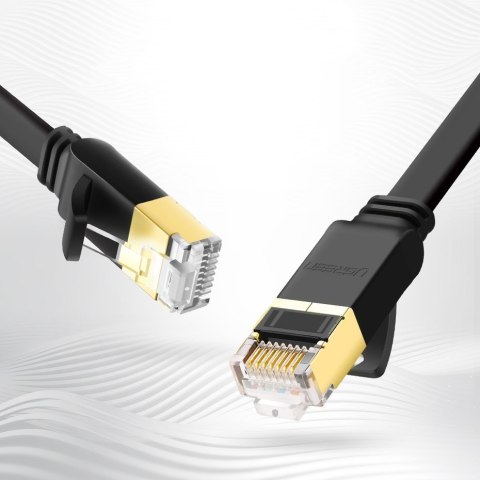 Płaski patchcord kabel przewód sieciowy LAN STP RJ45 Cat 7 10Gbps 10m czarny UGREEN