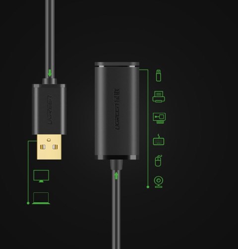 Przedłużacz kabel aktywny USB 2.0 480Mbps 10m czarny UGREEN