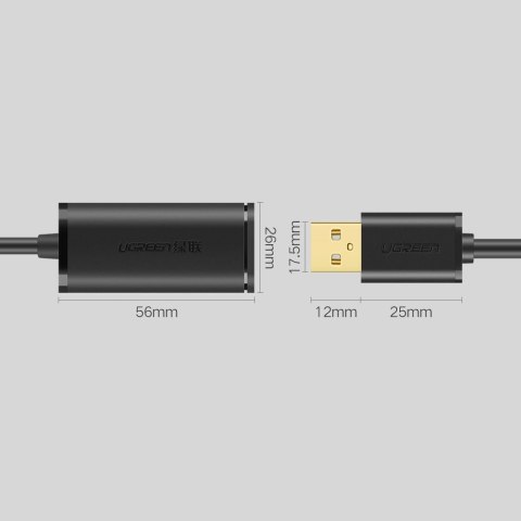 Przedłużacz kabel aktywny USB 2.0 480Mbps 10m czarny UGREEN