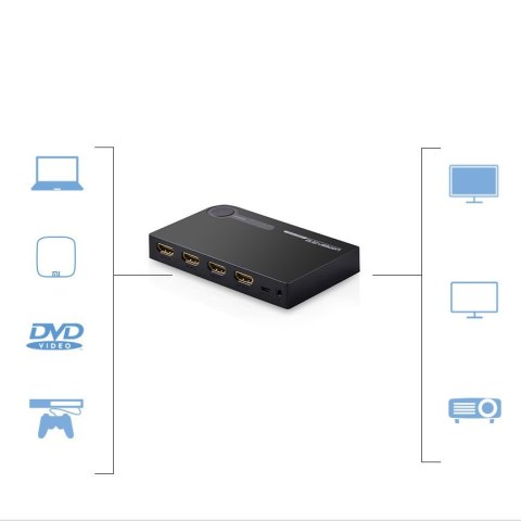 Rozdzielacz splitter switch HDMI - 3x HDMI 3D 4K czarny UGREEN