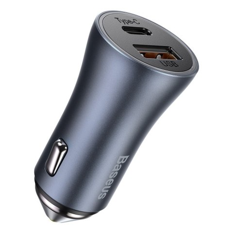 Szybka ładowarka samochodowa 40W PD QC USB-C / USB + kabel USB-C szary BASEUS