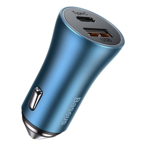 Szybka ładowarka samochodowa 40W PD QC USB-C / USB + kabel do iPhone niebieski BASEUS