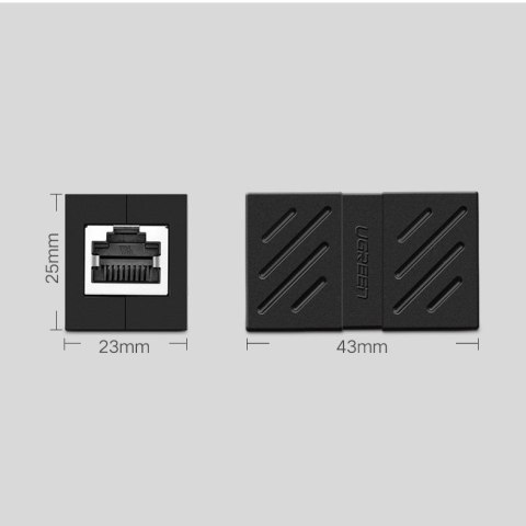 Złączka sieciowa łącznik kabli sieciowych Ethernet RJ45 10Gbps czarny UGREEN