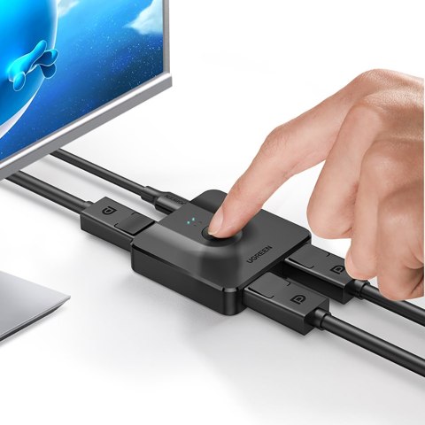 2x DisplayPort wejście do 1x DisplayPort wyjście przełącznik 4K 1080p czarny UGREEN