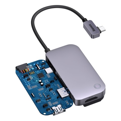 4w1 Rozdzielacz portów PadJoy HUB USB do tabletu smartfona USB-C HDMI mini jack ciemnoszary BASEUS