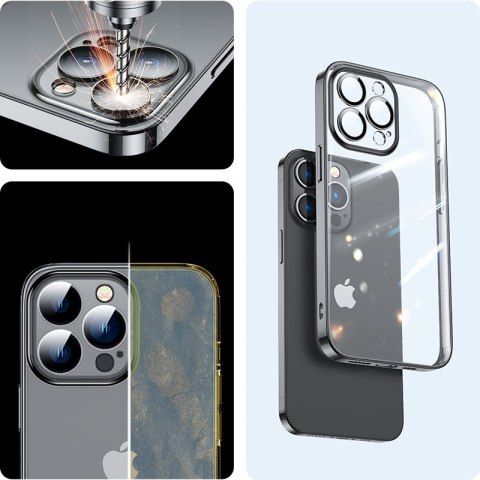 Case etui żelowe do iPhone 14 obudowa pokrowiec z metaliczną ramką 14Q czarny JOYROOM