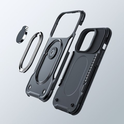 Etui do iPhone 14 Pro pancerny pokrowiec z podstawką uchwytem ring holder czarne JOYROOM